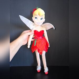 Extremely Rare Disney Store Authentic Tinker Bell Doll Holiday Edition Plush 21"